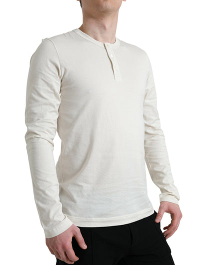 Uit witte katoenen Henley Pullover trui