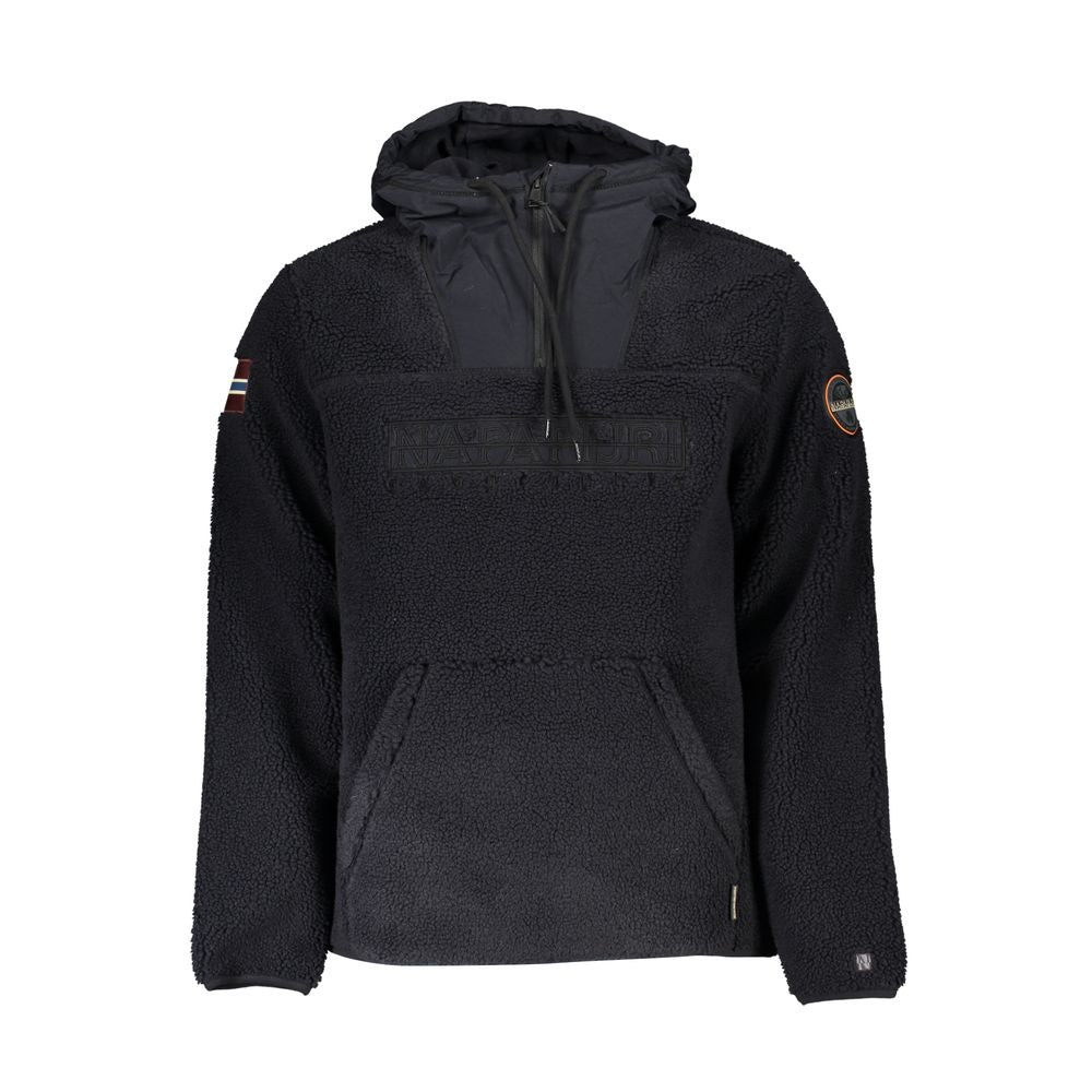 Sleek Half-Zip Recycled Hoodie in Black