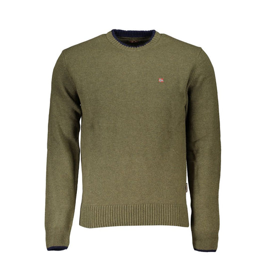 Elegant Crew Neck Green Sweater