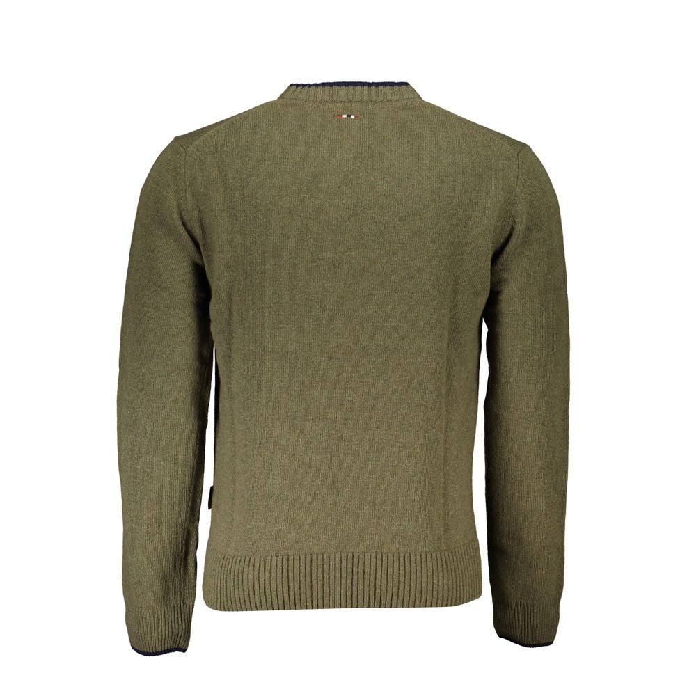 Elegant Crew Neck Green Sweater