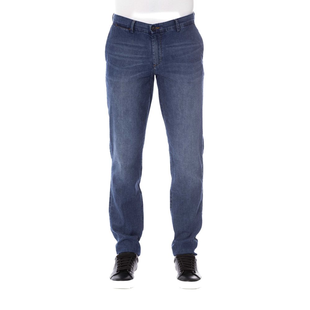 Blauwe katoenen jeans en broek