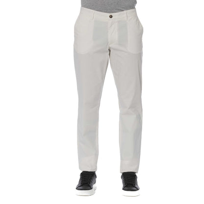 Pantalón elegante de mezcla de algodón blanco