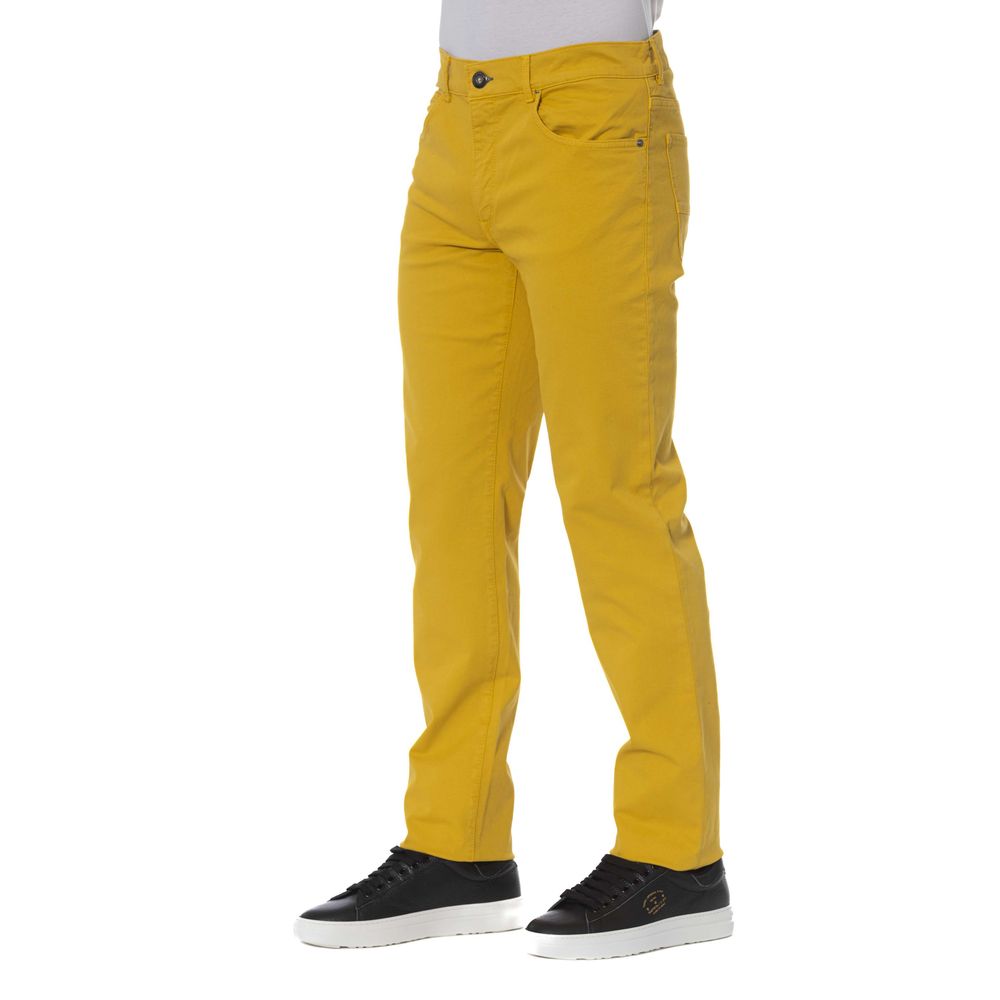 Pantalón amarillo elegante en mezcla de algodón