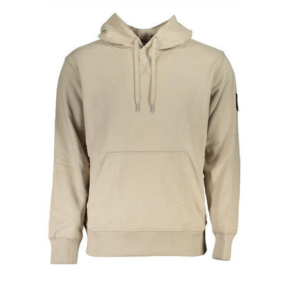 Beige Cotton Hooded Sweatshirt