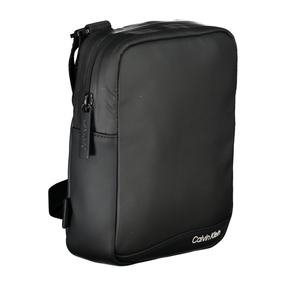 Sleek Black Recycled Polyester Shoulder Bag