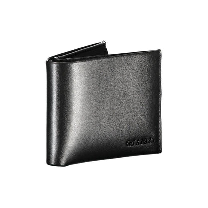 Elegant Black Leather Dual-Compartment Wallet