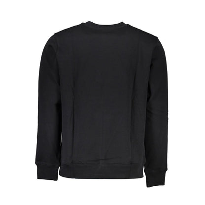 Sleek Black Cotton Crew Neck Sweatshirt