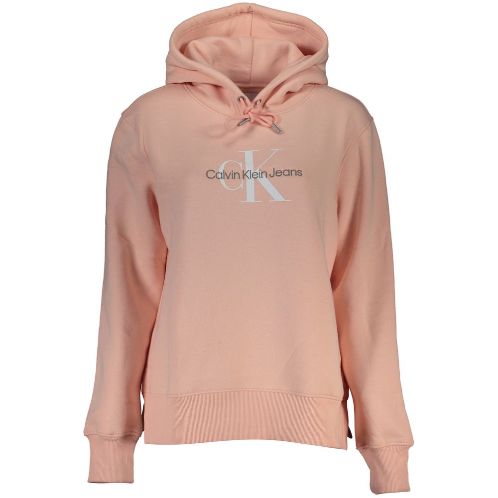 Chic Pink Fleece Hooded Sweatshirt with Logo Embroidery