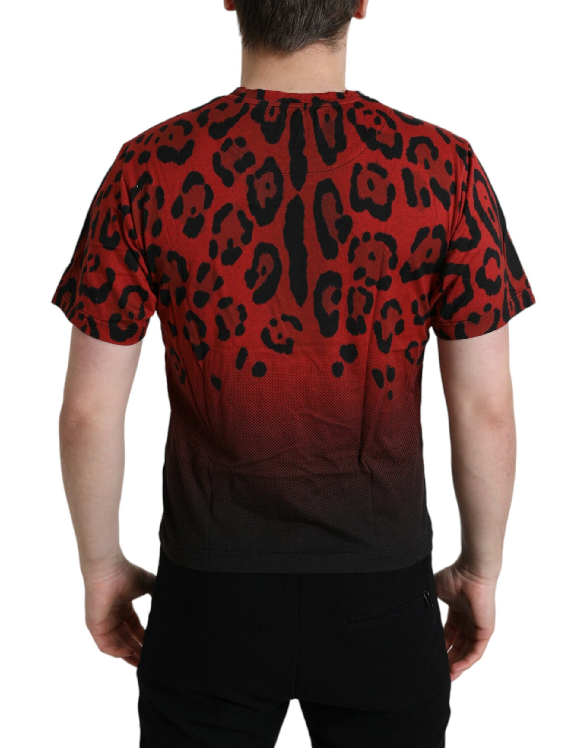 Rood luipaardkatoenen T-shirt met korte mouwen