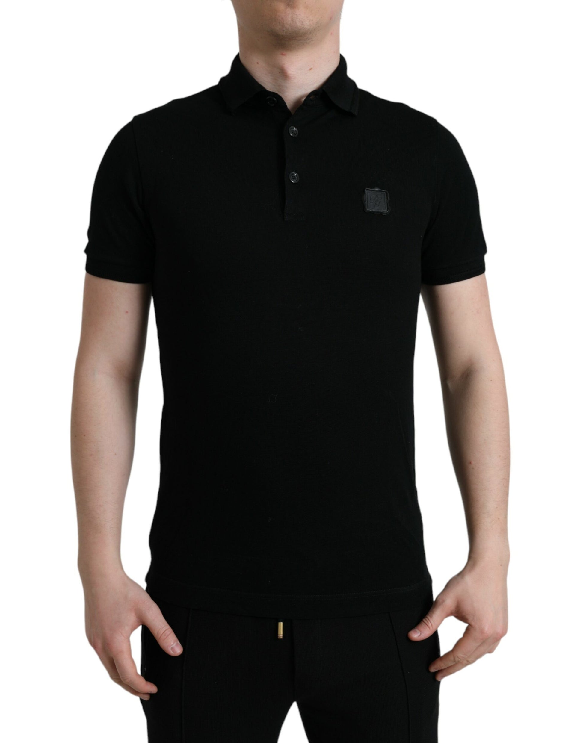 Polo elegante de algodón negro