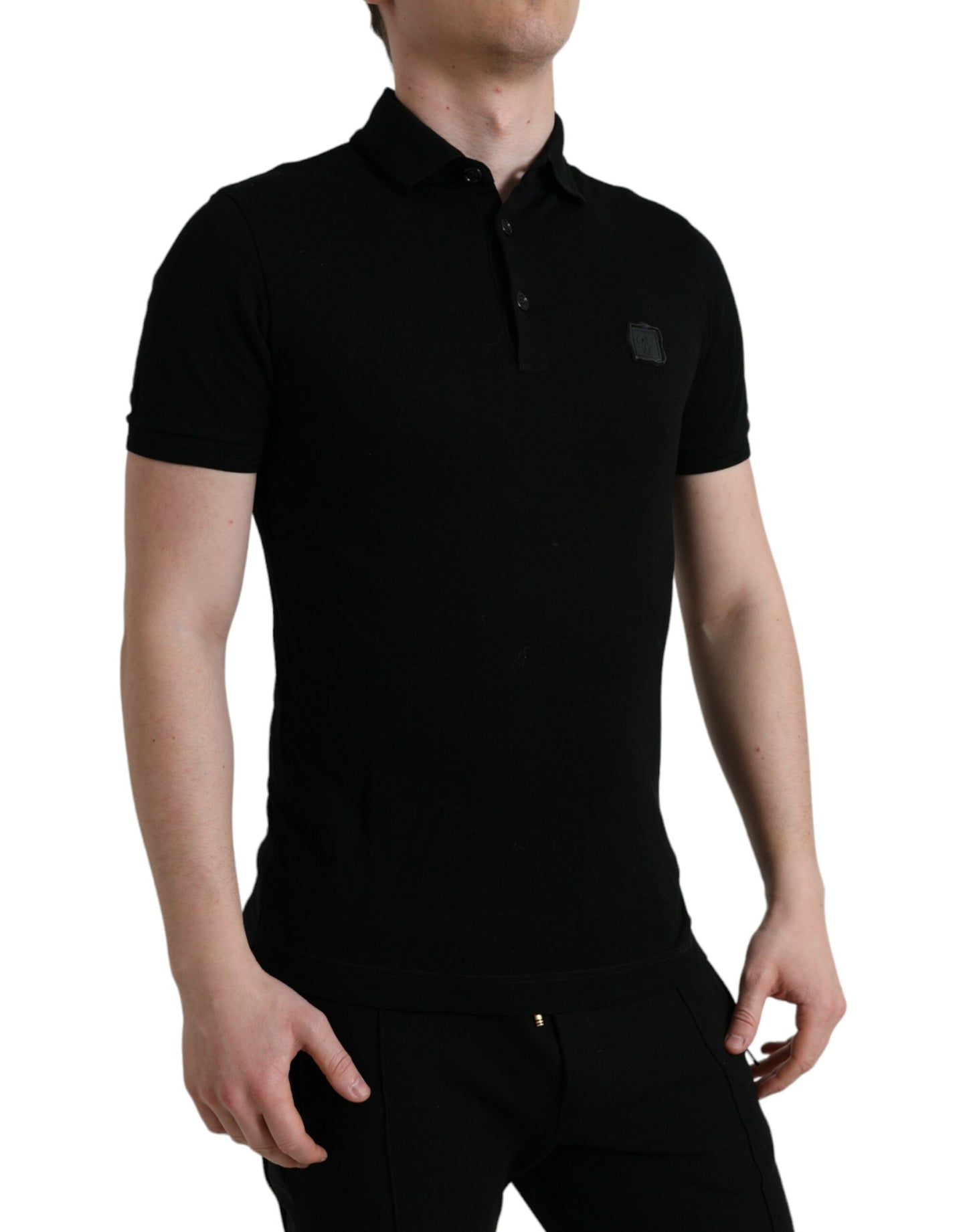 Polo elegante de algodón negro