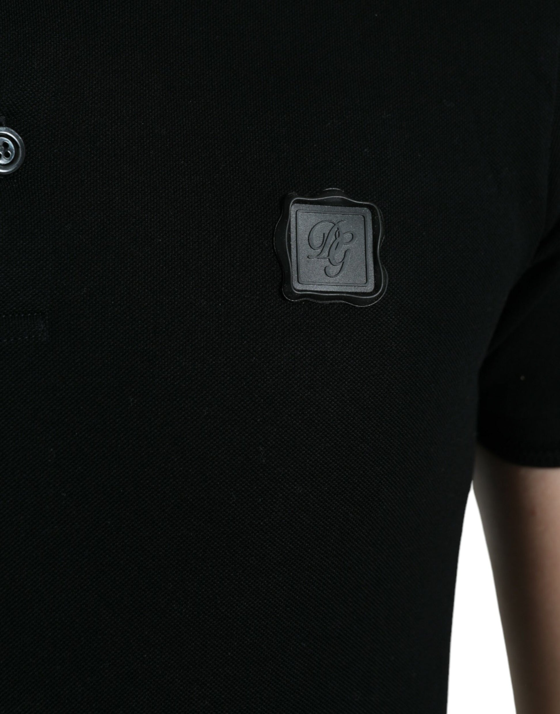 Elegant Black Cotton Polo Shirt