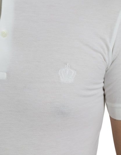 Polo de algodón blanco con bordado de corona