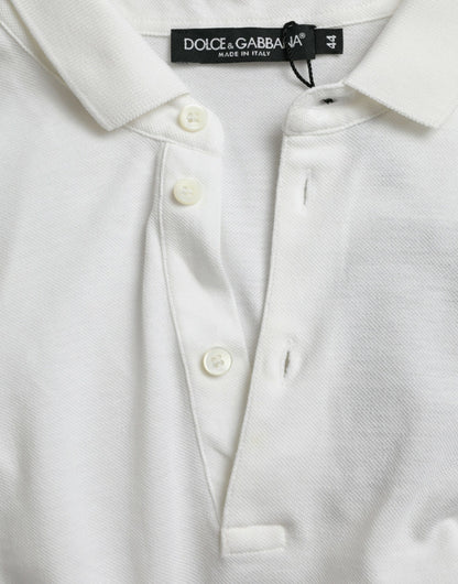 Crown Embroidered White Cotton Polo