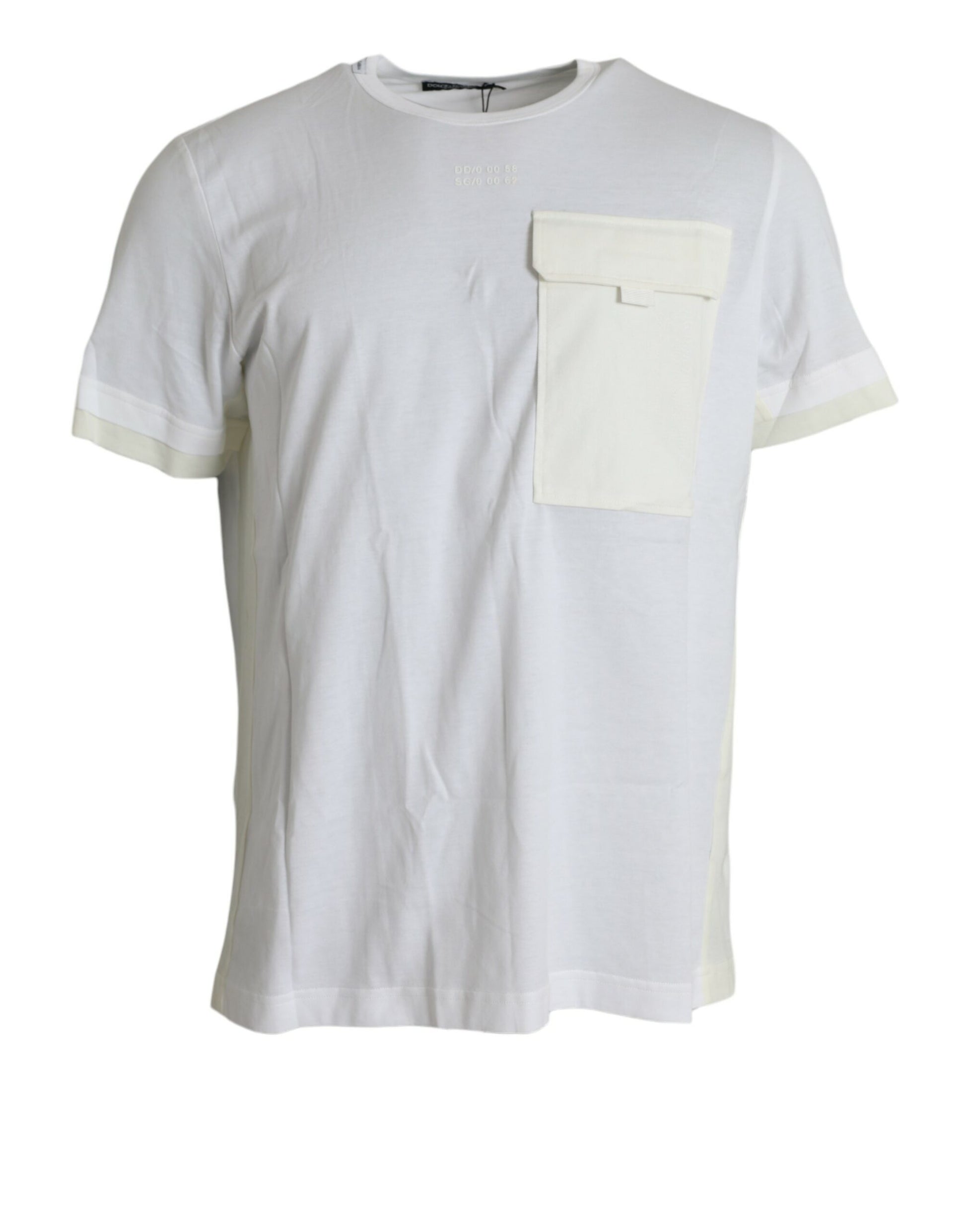 Elegante camiseta blanca de algodón con cuello redondo