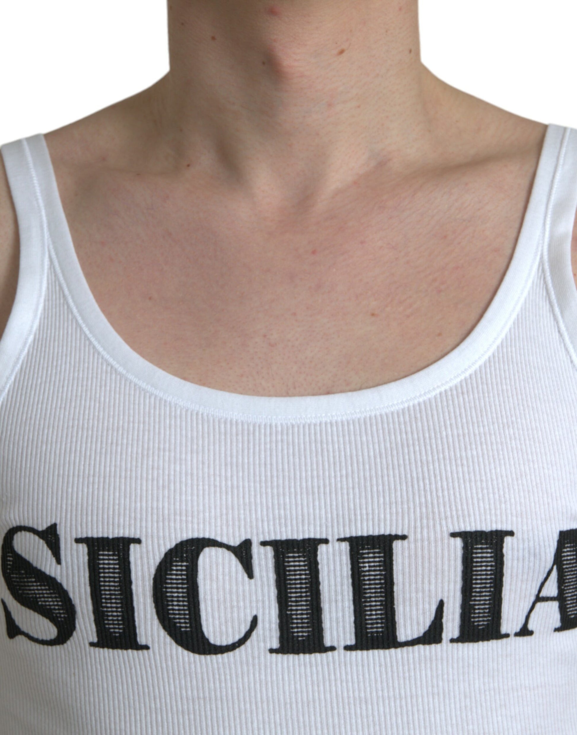 Wit Sicilia katoenen mouwloos tank-T-shirt