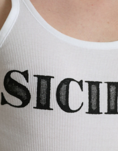 Wit Sicilia katoenen mouwloos tank-T-shirt