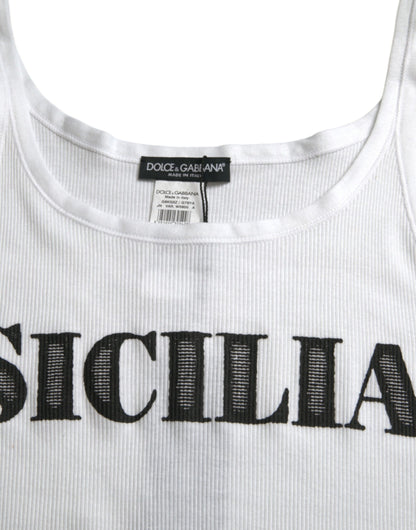 Wit Sicilia katoenen mouwloos tank-T-shirt