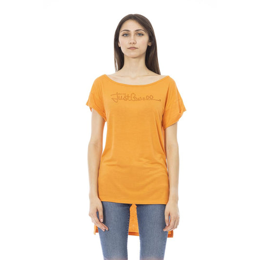 Camiseta naranja elegante con logo de diamantes de imitación