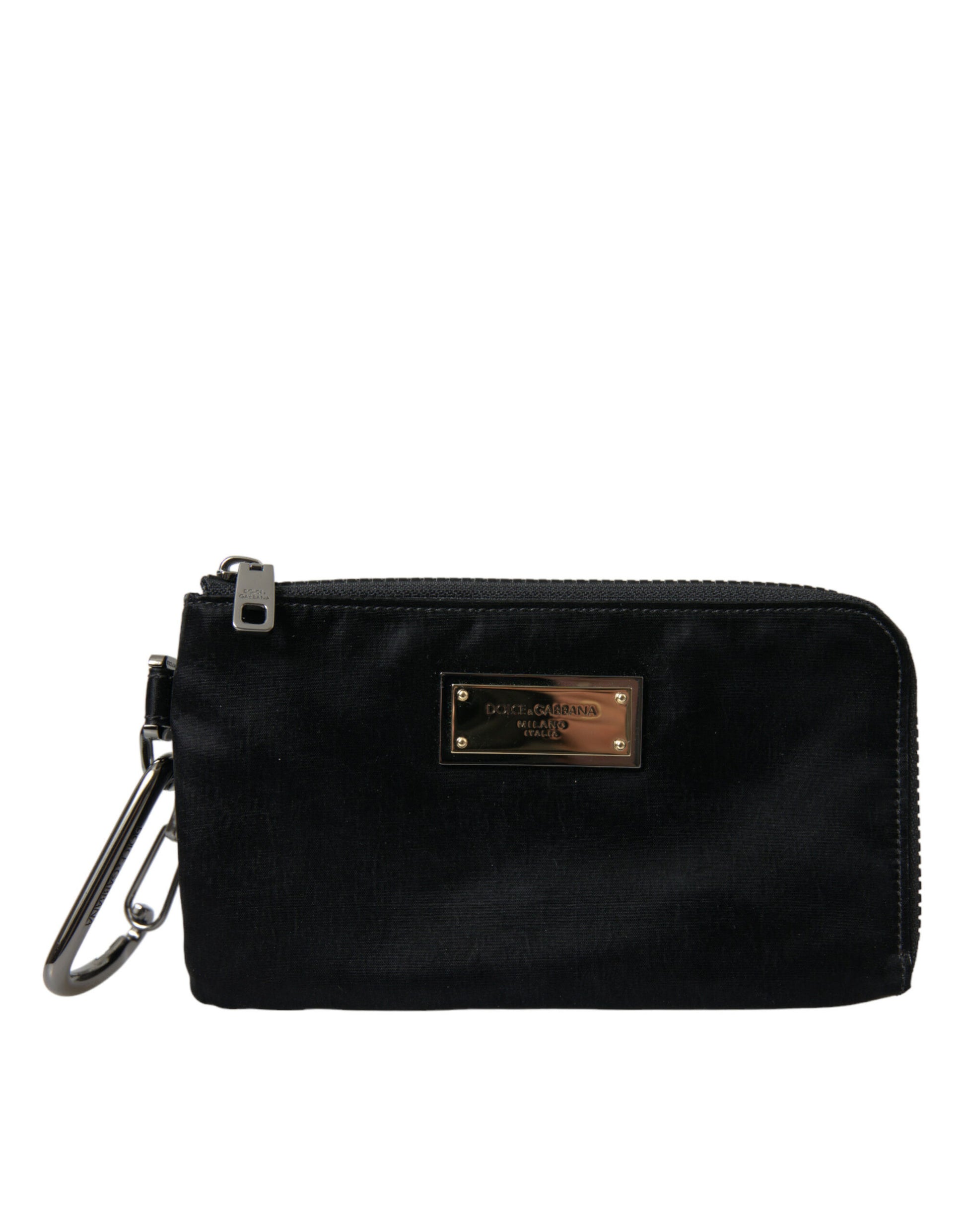 Elegante bolso de cuero y nailon de diseñador en negro