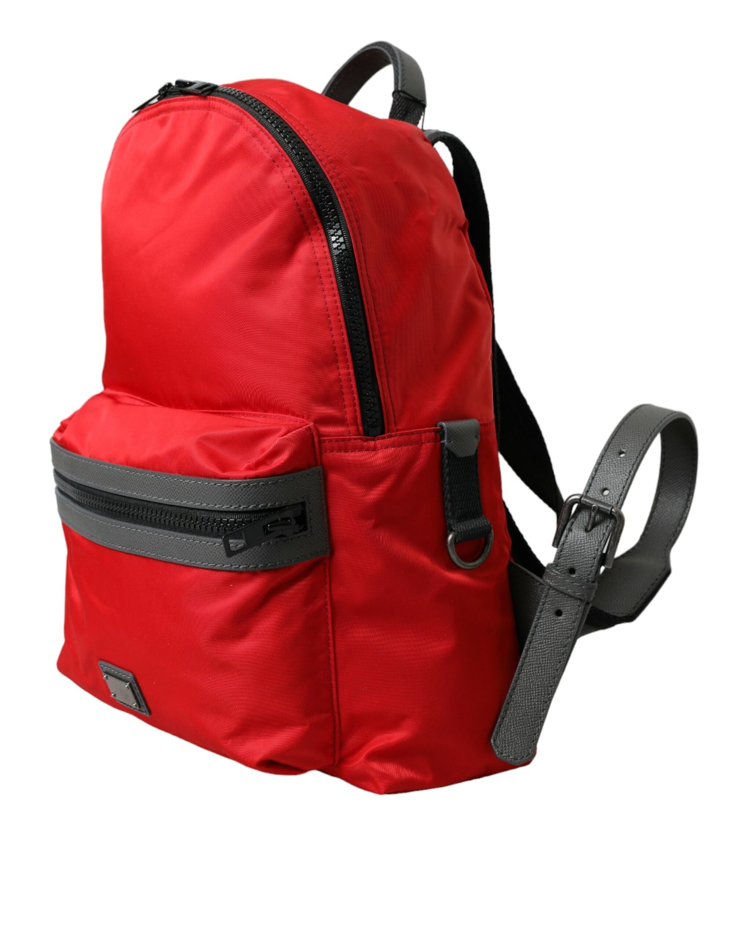 Mochila Elegante De Nylon-Piel Roja