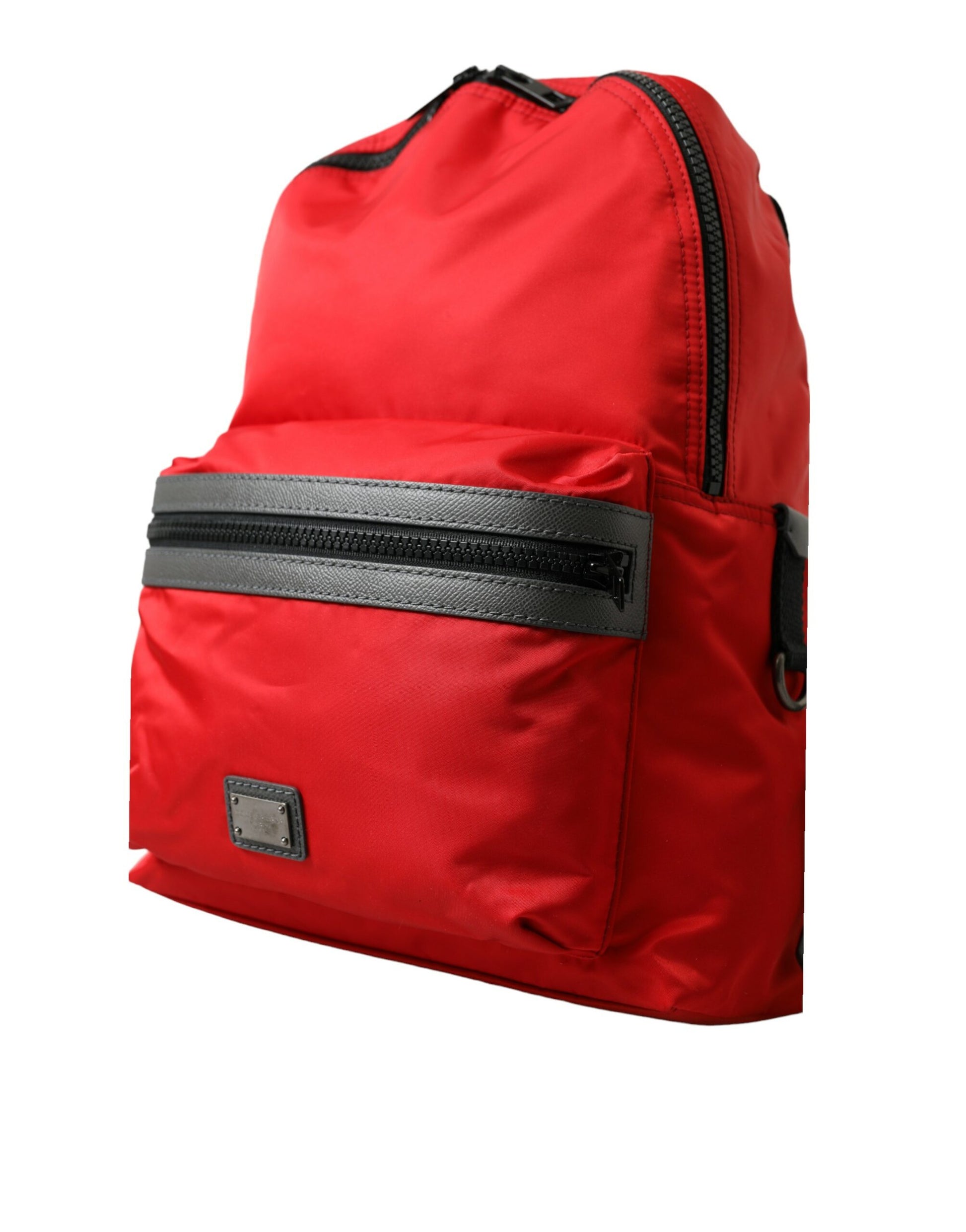 Elegant Red Nylon-Leather Backpack