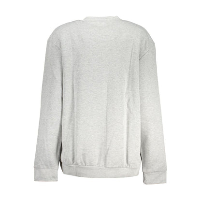 Sudadera elegante con cuello redondo y bordado gris