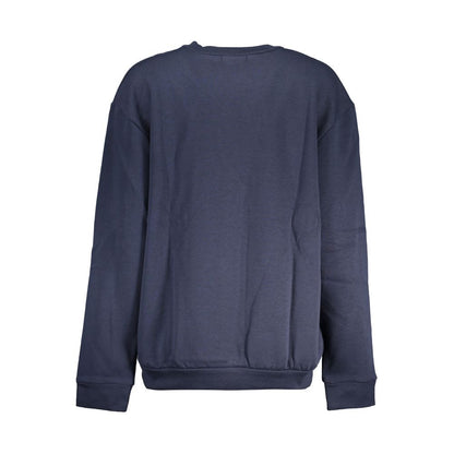 Sudadera elegante con cuello redondo y forro polar azul