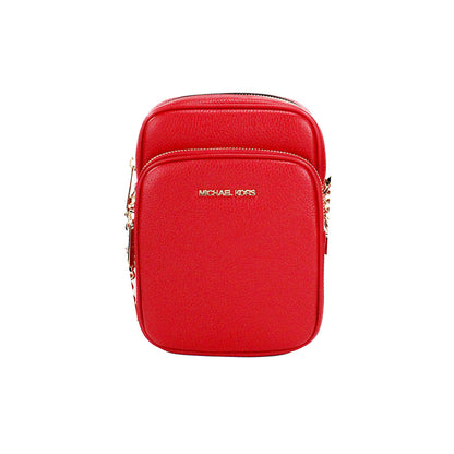 Bolso bandolera Jet Set de cuero granulado rojo brillante con cadena North South