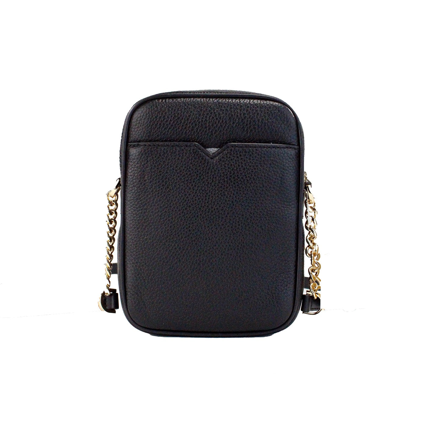 Flight Black Pebbled Leather North South Chain Crossbody Tas