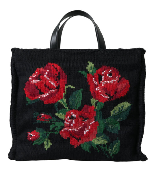 Tote negro floral bordado elegante