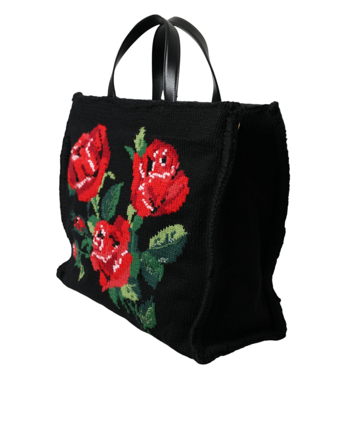 Tote negro floral bordado elegante