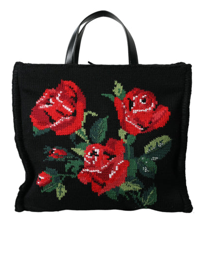 Tote negro floral bordado elegante