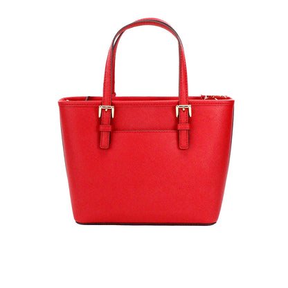 Bolso tote Jet Set de cuero rojo brillante XS con cremallera superior y bolso de mano