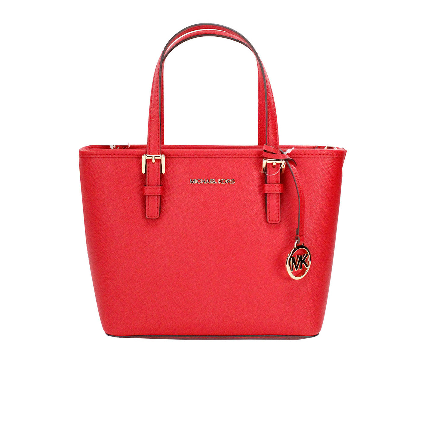 Bolso tote Jet Set de cuero rojo brillante XS con cremallera superior y bolso de mano