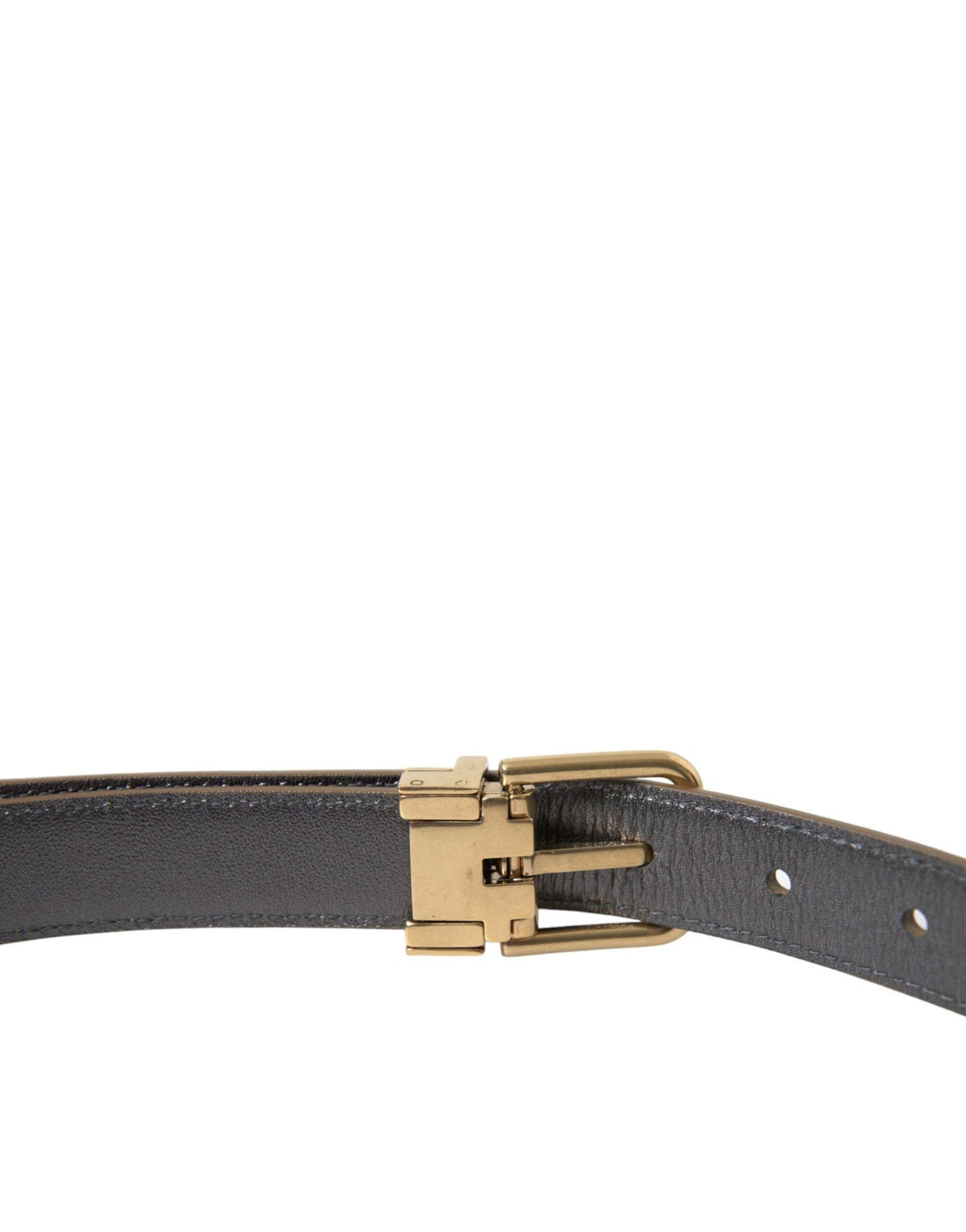 Metallic goudkleurige kalfsleren riem met metalen gesp