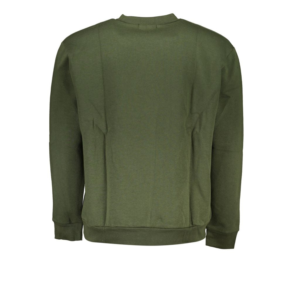 Sudadera elegante con cuello redondo y forro polar verde