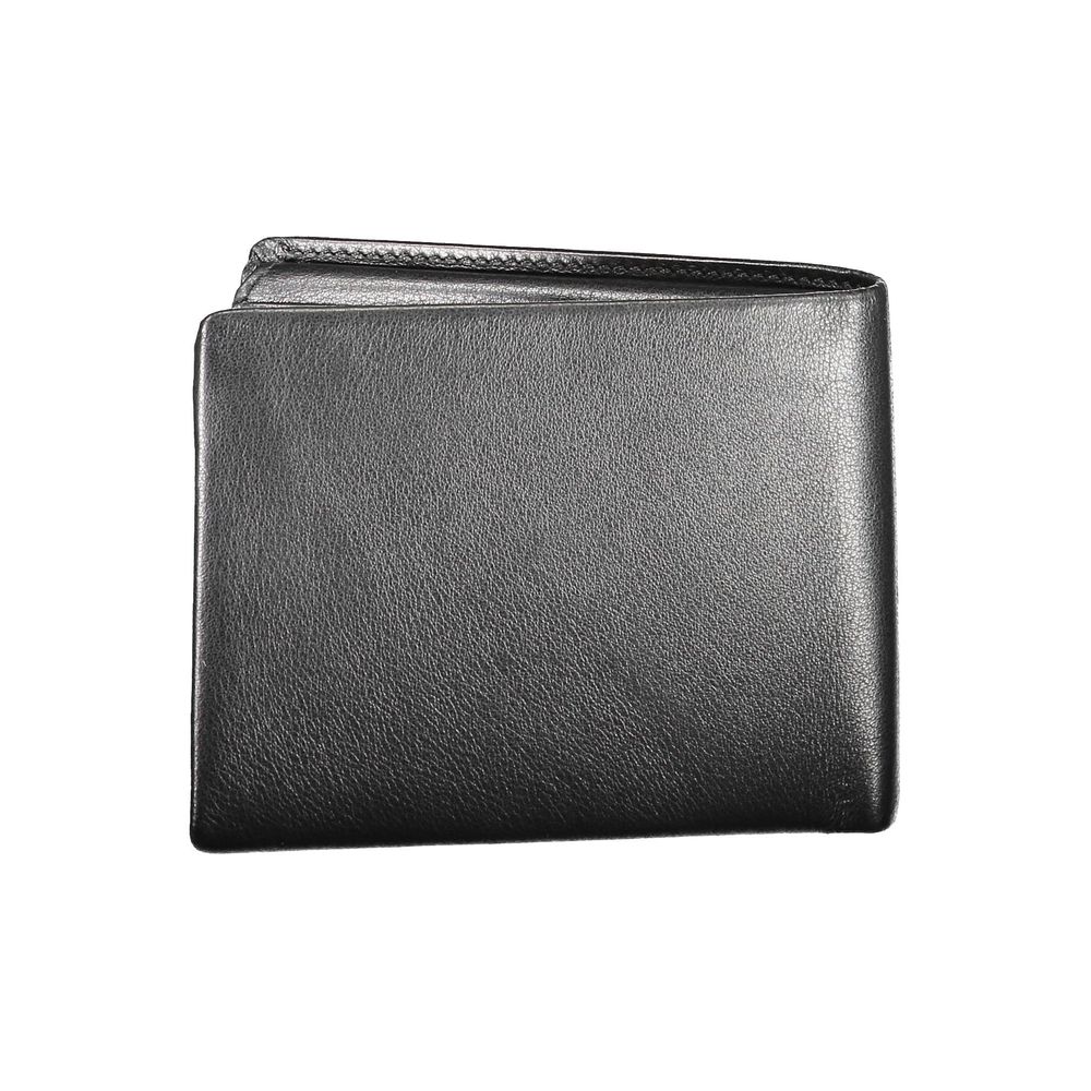 Cartera clásica de cuero negro para hombre