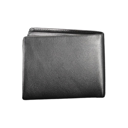 Cartera clásica de cuero negro para hombre