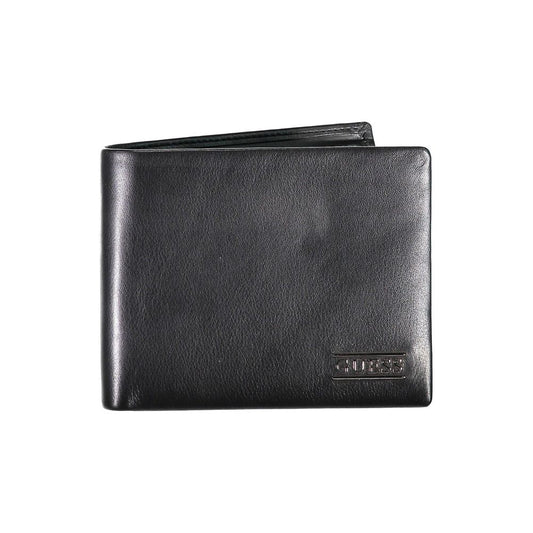 Elegante cartera plegable de cuero negro