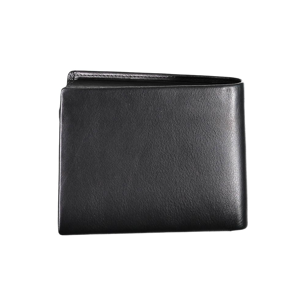 Elegante cartera plegable de cuero negro