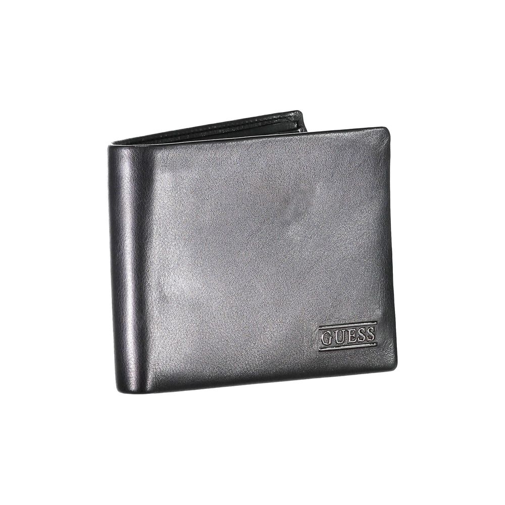 Elegante cartera plegable de cuero negro