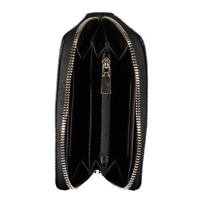 Cartera elegante negra con múltiples compartimentos