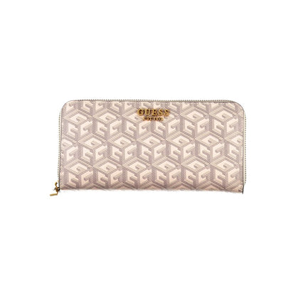 Cartera elegante beige con múltiples compartimentos