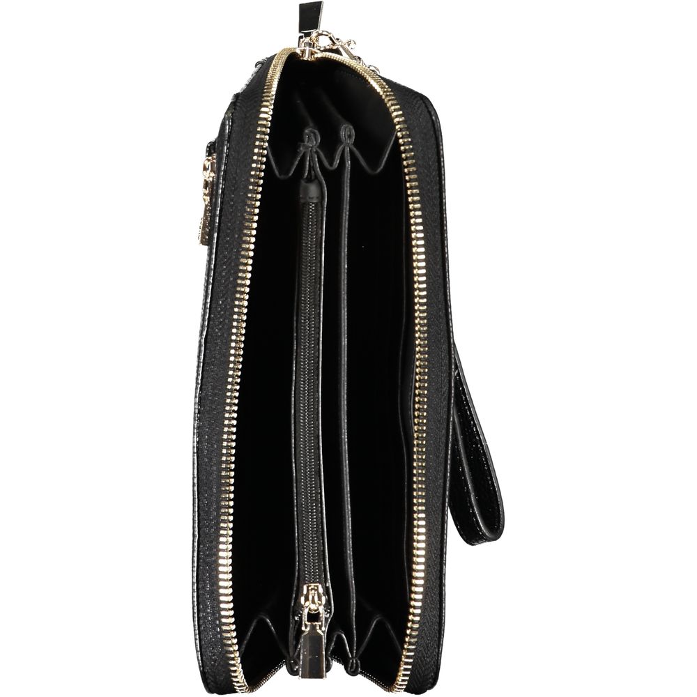 Cartera elegante negra con múltiples compartimentos