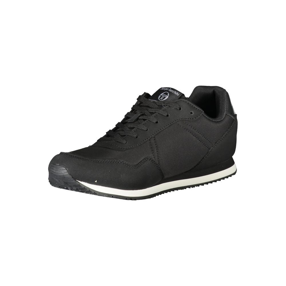 Elegantes Zapatillas Negras Bordadas con Cordones