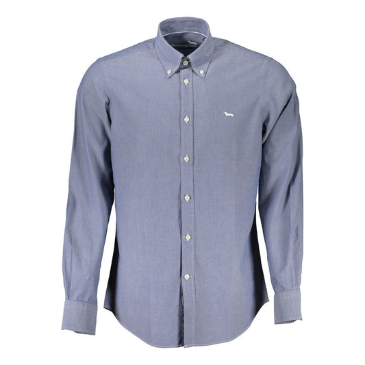 Elegant Blue Button-Down Organic Cotton Shirt