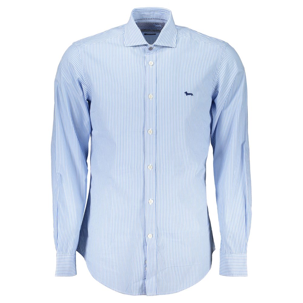 Elegant Light Blue Striped Cotton Shirt