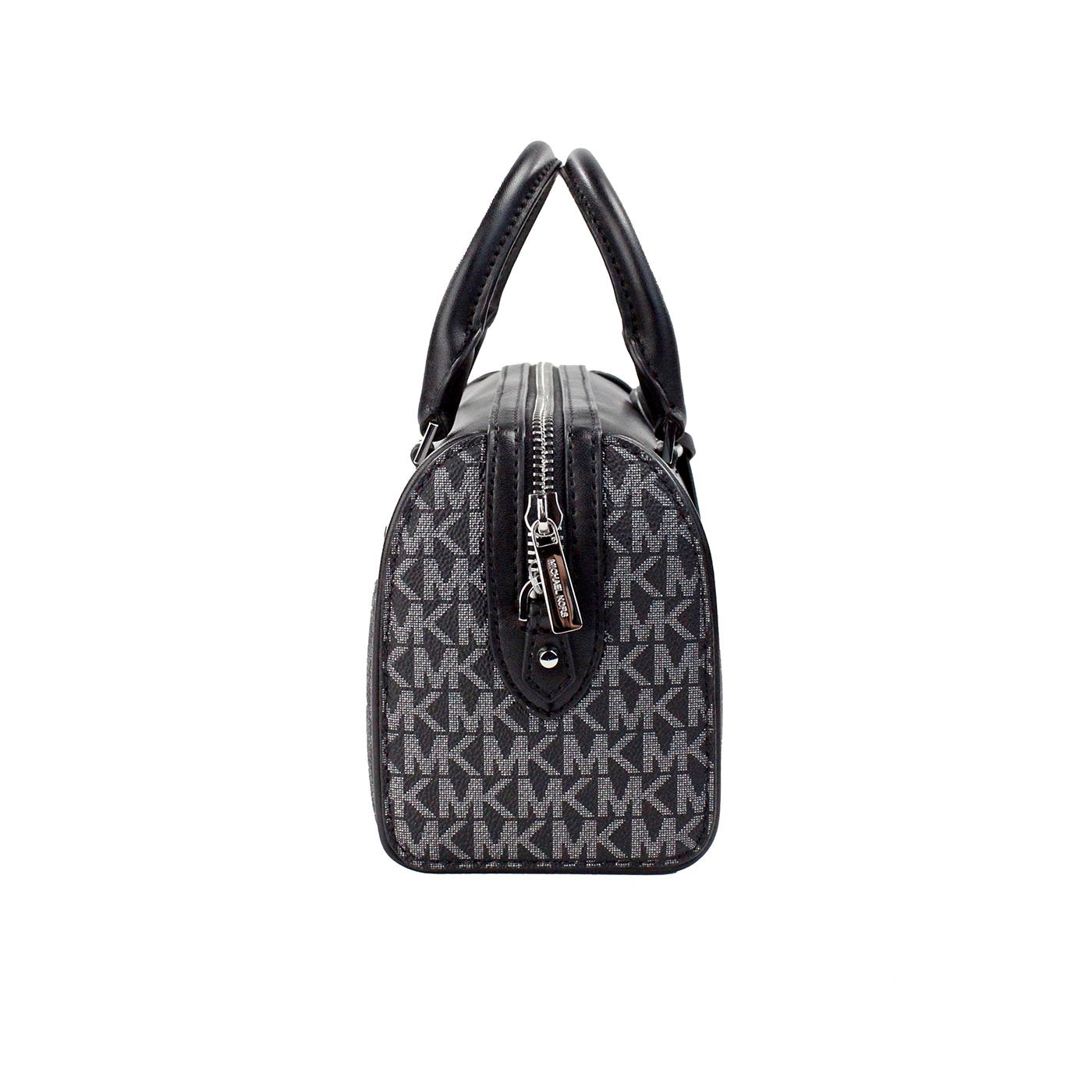 Bolso cruzado de lona de PVC con firma Travel XS, color negro y plateado