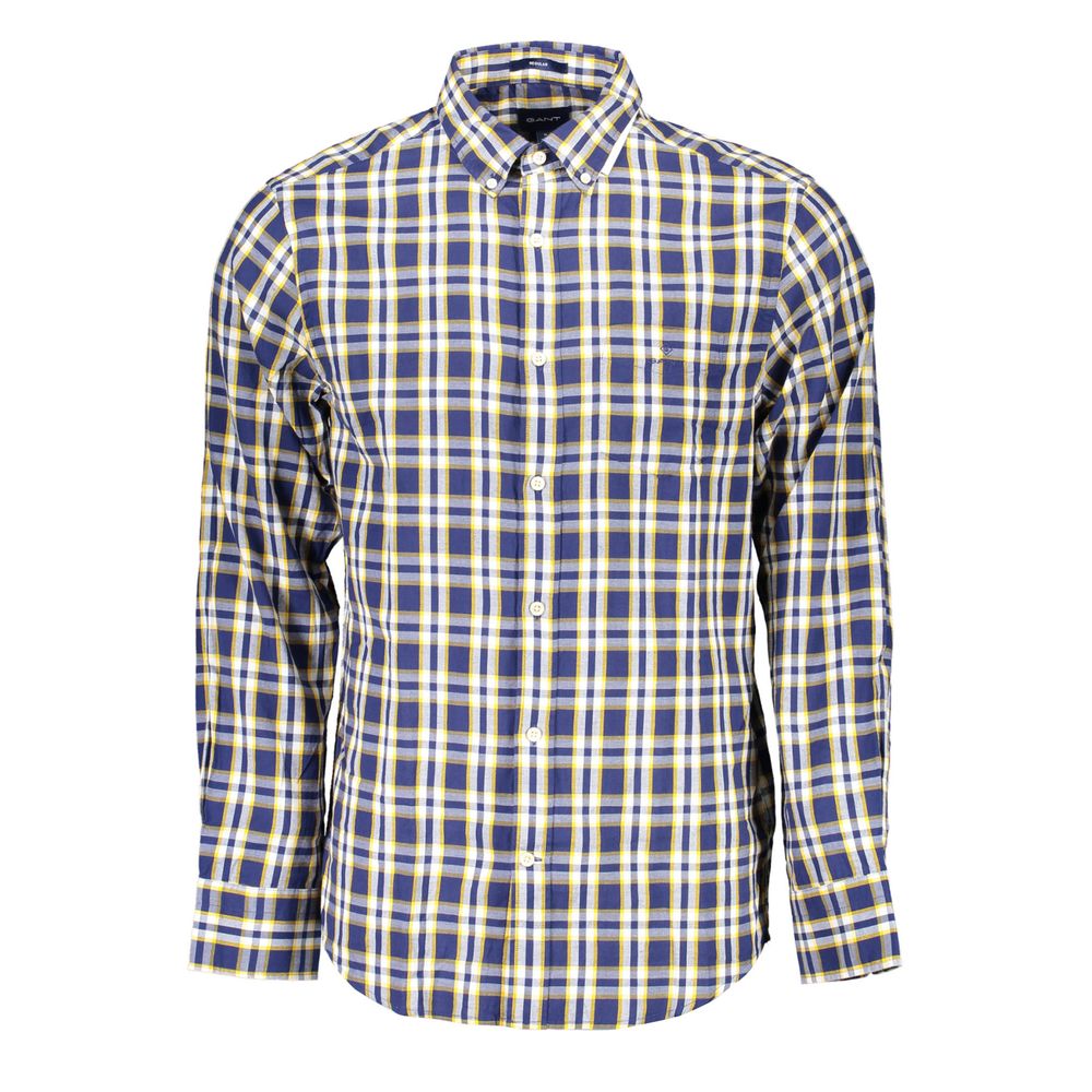 Elegant Blue Cotton Button-Down Shirt